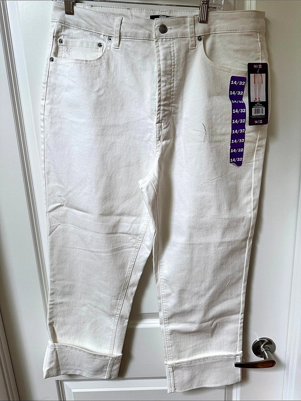 Frye High-Rise Cropped Jeans White Waist 14 NWT